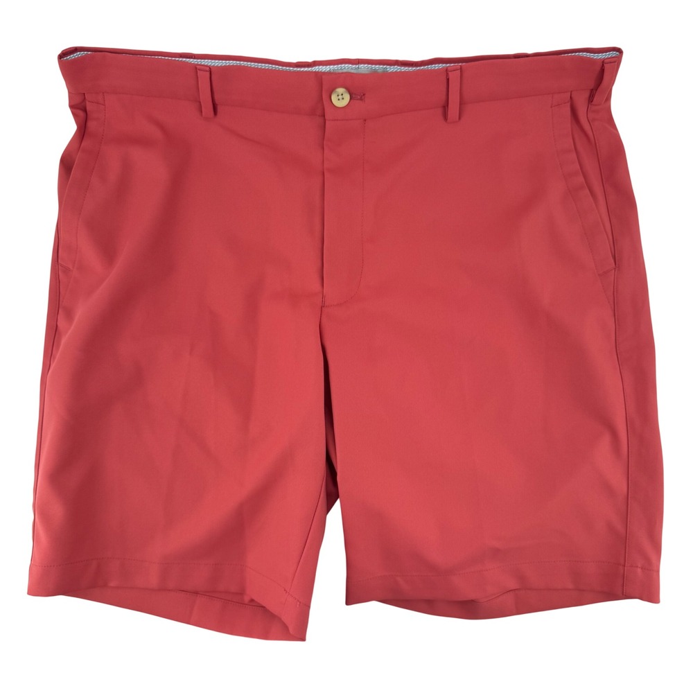 Peter Millar Mens Red Performance Golf Shorts Size 35 Flat Front Activewear